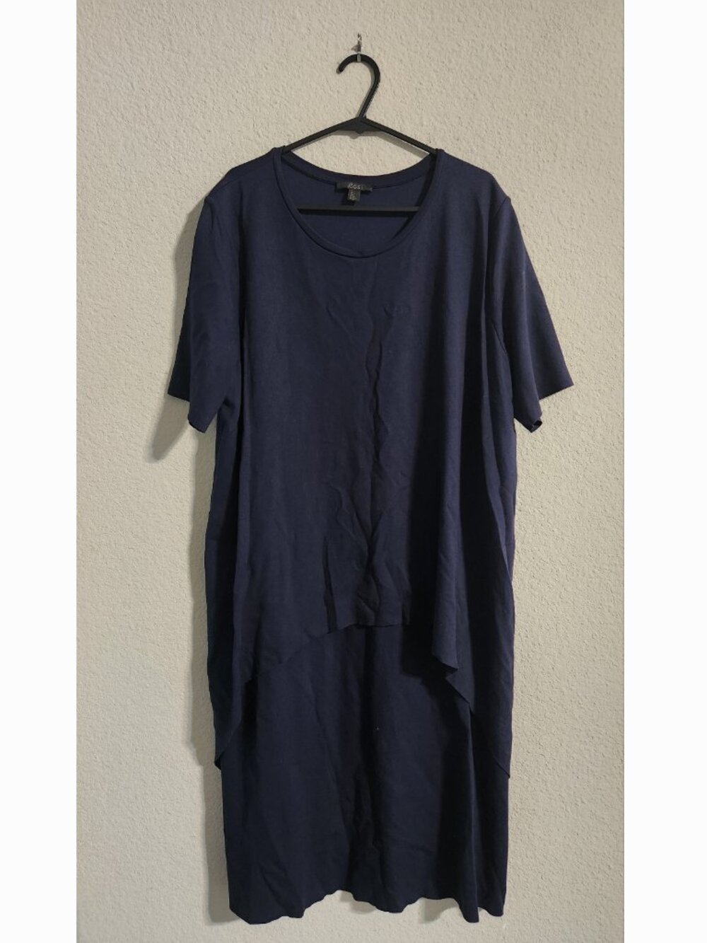 COS Women’s Short-sleeve Midi Shirt Dress Navy Asymmetrical size large